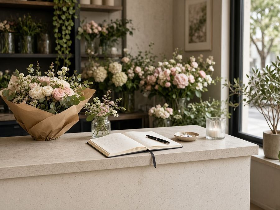 Contact desk at Scoccteeth Florals in Melbourne